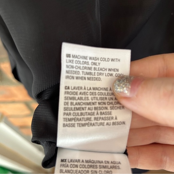 NWT Bar iii Long Sleeve Collared Button Front Blouse SP Black Sheer Relaxed Fit - Picture 9 of 14